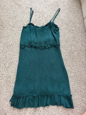 Teal Ruffle Slip Dress